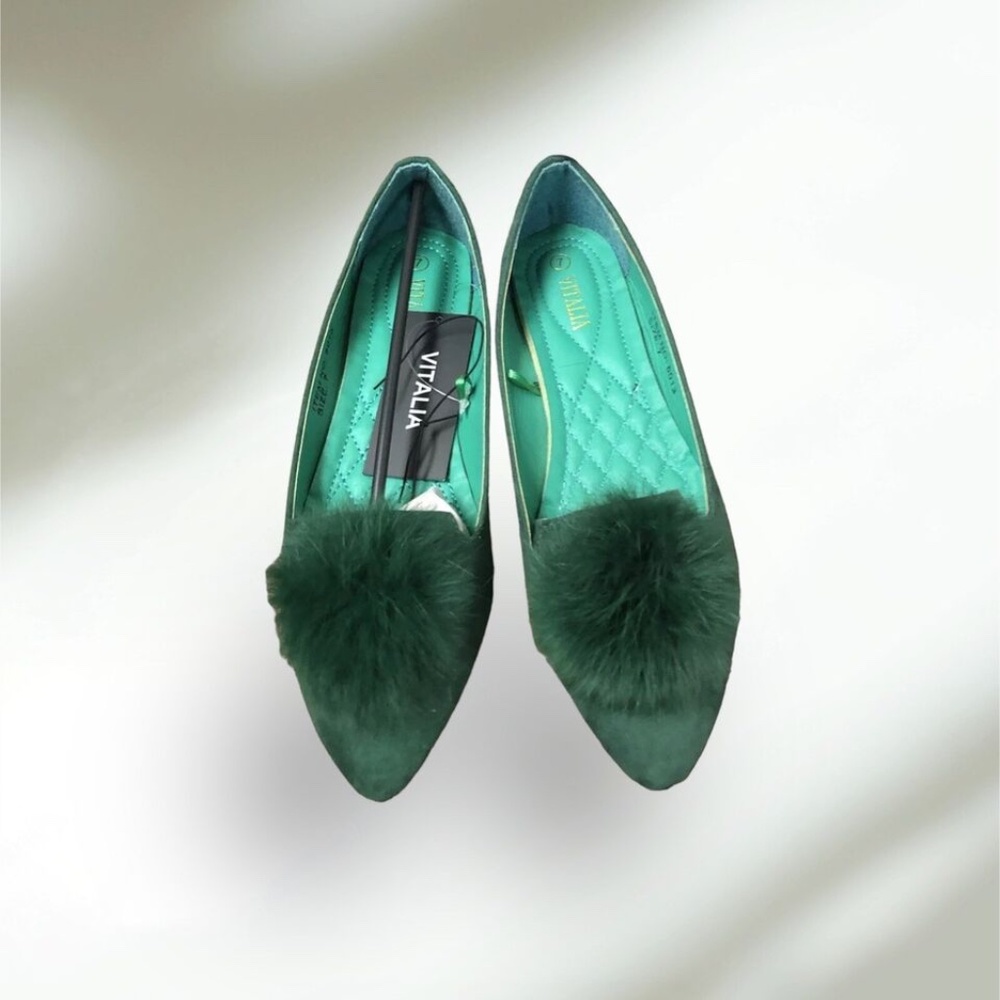 Vitalia, Woman, shoes Flat, Ballerinas, Green Olive, Sz 7, pointed, tassel.!